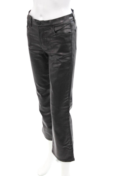 J Brand Womens Zipper Fly High Rise Coated Straight Leg Jeans Black Size 27