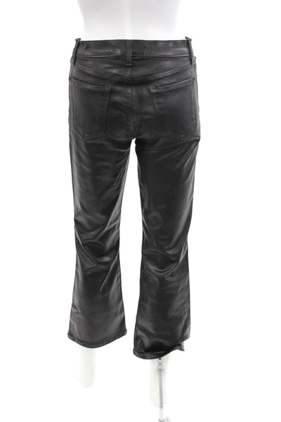 J Brand Womens Zipper Fly High Rise Coated Straight Leg Jeans Black Size 27