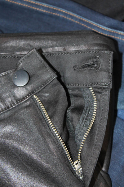J Brand Womens Zipper Fly High Rise Coated Straight Leg Jeans Black Size 27