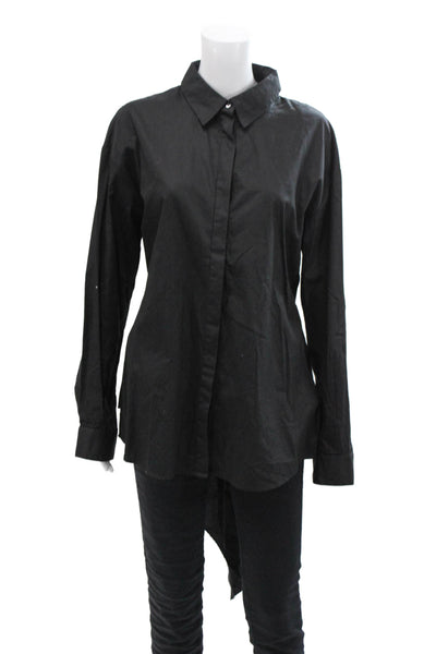 C/MEO Collective Womens Button Front Collared Long Sleeve Shirt Black Size Large