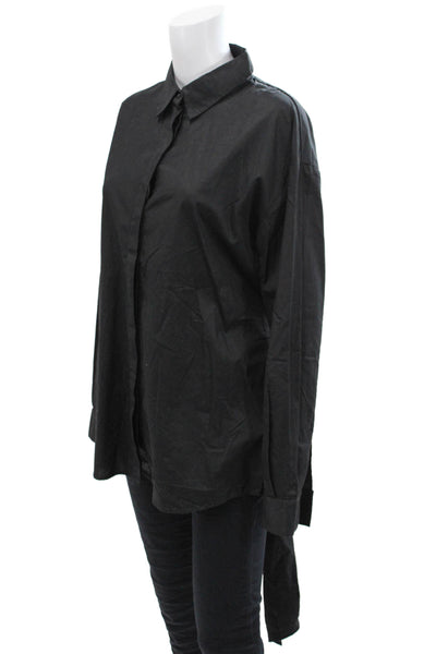 C/MEO Collective Womens Button Front Collared Long Sleeve Shirt Black Size Large