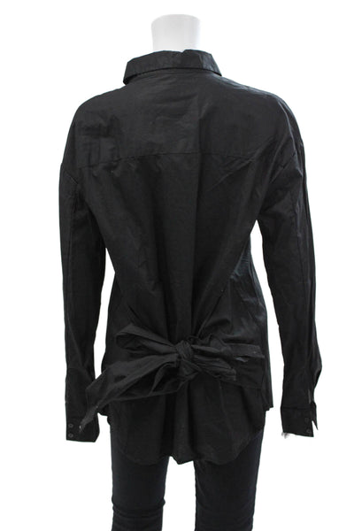 C/MEO Collective Womens Button Front Collared Long Sleeve Shirt Black Size Large