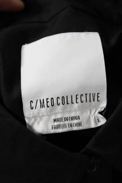 C/MEO Collective Womens Button Front Collared Long Sleeve Shirt Black Size Large