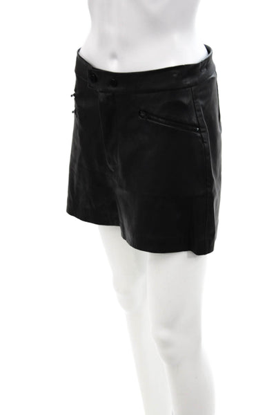 Zara Womens Zipper Fly High Rise Faux Leather Short Shorts Black Size Medium