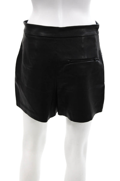 Zara Womens Zipper Fly High Rise Faux Leather Short Shorts Black Size Medium