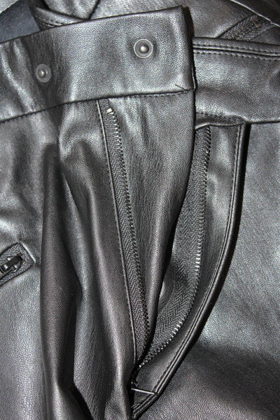 Zara Womens Zipper Fly High Rise Faux Leather Short Shorts Black Size Medium