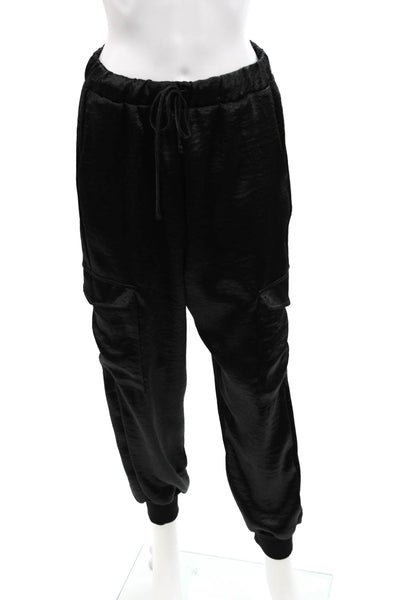 LNA Womens High Rise Drawtring Sleek Jogger Pants Black Size Medium