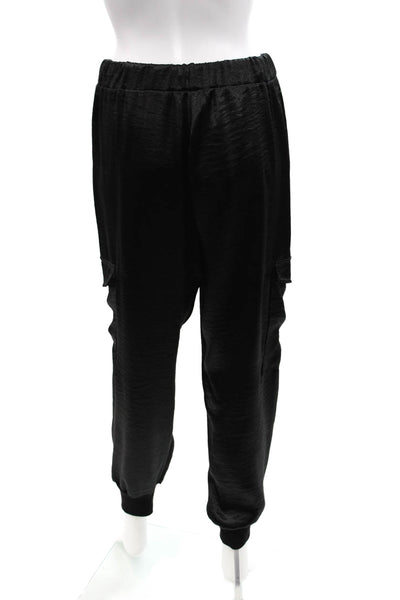 LNA Womens High Rise Drawtring Sleek Jogger Pants Black Size Medium