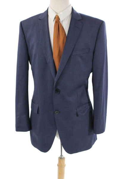 Boss Hugo Boss Mens Two Button Classic Lapel Blazer Blue Wool Size 42 Long