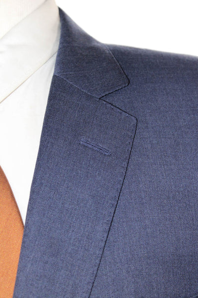 Boss Hugo Boss Mens Two Button Classic Lapel Blazer Blue Wool Size 42 Long
