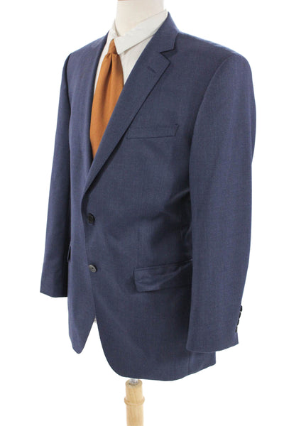 Boss Hugo Boss Mens Two Button Classic Lapel Blazer Blue Wool Size 42 Long