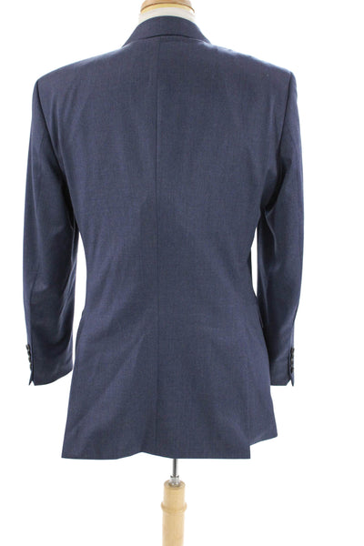 Boss Hugo Boss Mens Two Button Classic Lapel Blazer Blue Wool Size 42 Long