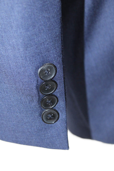 Boss Hugo Boss Mens Two Button Classic Lapel Blazer Blue Wool Size 42 Long