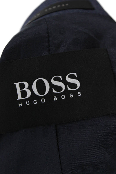 Boss Hugo Boss Mens Two Button Classic Lapel Blazer Blue Wool Size 42 Long