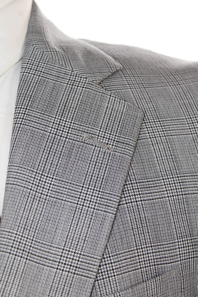 Chaps Ralph Lauren Mens Plaid Two Button Wide Lapel Blazer Jacket Black Size 38