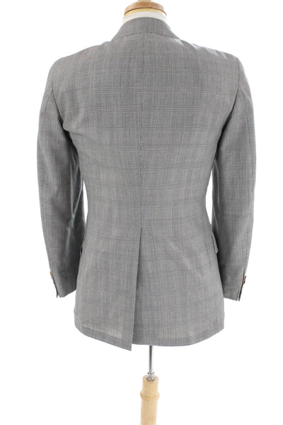 Chaps Ralph Lauren Mens Plaid Two Button Wide Lapel Blazer Jacket Black Size 38