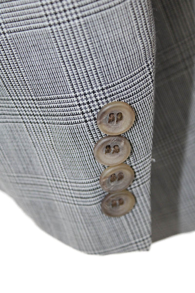 Chaps Ralph Lauren Mens Plaid Two Button Wide Lapel Blazer Jacket Black Size 38
