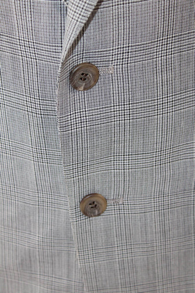 Chaps Ralph Lauren Mens Plaid Two Button Wide Lapel Blazer Jacket Black Size 38