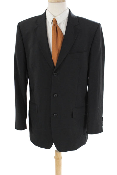 Emanuel Emanuel Ungaro Mens Three Button Classic Lapel Blazer Black Size 41 Regu