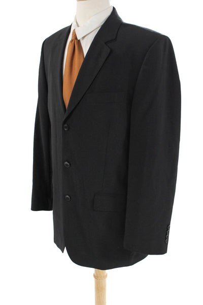 Emanuel Emanuel Ungaro Mens Three Button Classic Lapel Blazer Black Size 41 Regu