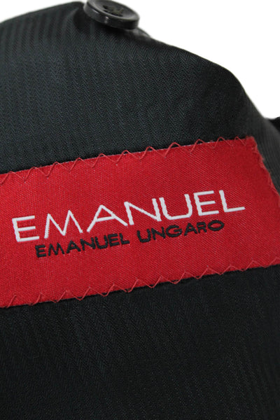 Emanuel Emanuel Ungaro Mens Three Button Classic Lapel Blazer Black Size 41 Regu