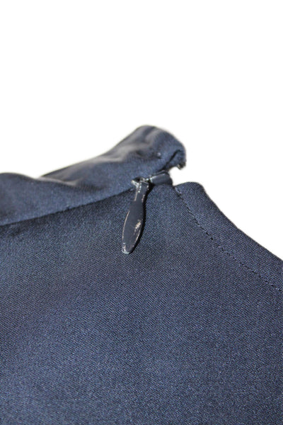 Theory Womens Silk Sleeveless Round Neck Tank Top Blouse Blue Size M