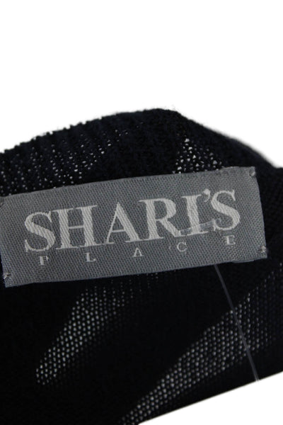 Shari's Place Womens Cotton V-Neck Long Sleeve Pullover Sweater Blue Size M