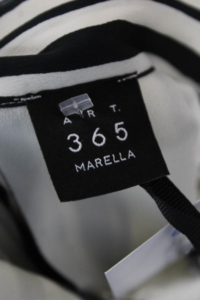 Marella Womens Collared Striped Long Sleeve Waist Tied Shift Dress White Size 12