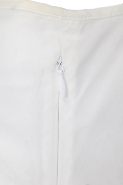 Theory Womens Sleeveless Tie Crew Neck Boxy Blouse White Cotton Size Petite