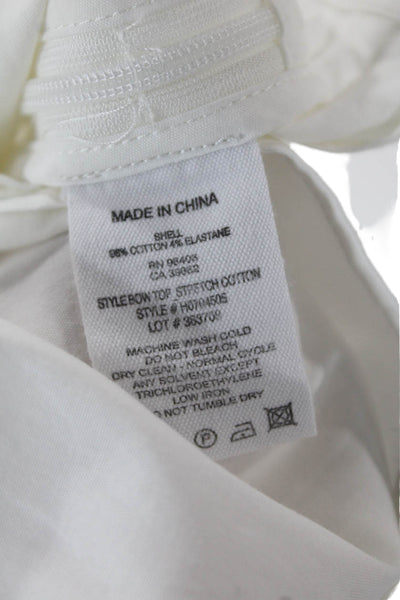 Theory Womens Sleeveless Tie Crew Neck Boxy Blouse White Cotton Size Petite