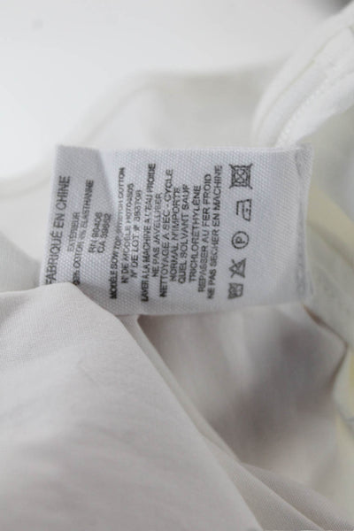Theory Womens Sleeveless Tie Crew Neck Boxy Blouse White Cotton Size Petite