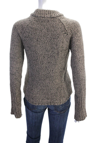 Zara Womens Long Sleeve Crewneck Asymmetric Snap Detail Sweater Brown Size S