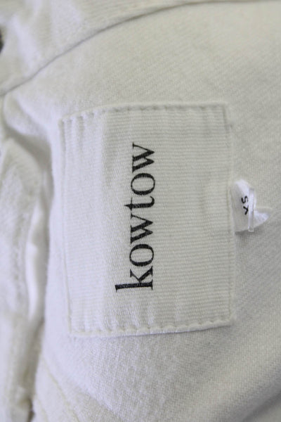 Kowtow Womens Denim Long Sleeve Self Tie Shift Dress White Size XS