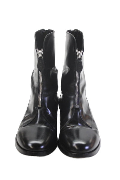 Alaia Womens Leather Double Zip Slip On Ankle Boots Black Size 40