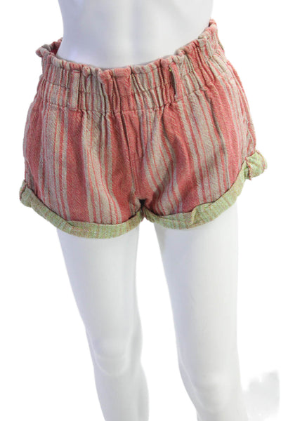 Free People Womens Striped Pull On Shorts Multi Colored Size Extra Small