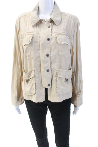Marrakech Womens Cargo Pocket Detail Collared Lightweight Jacket Beige Size L