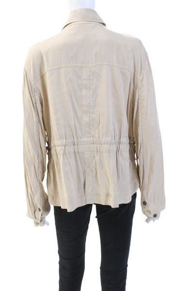 Marrakech Womens Cargo Pocket Detail Collared Lightweight Jacket Beige Size L
