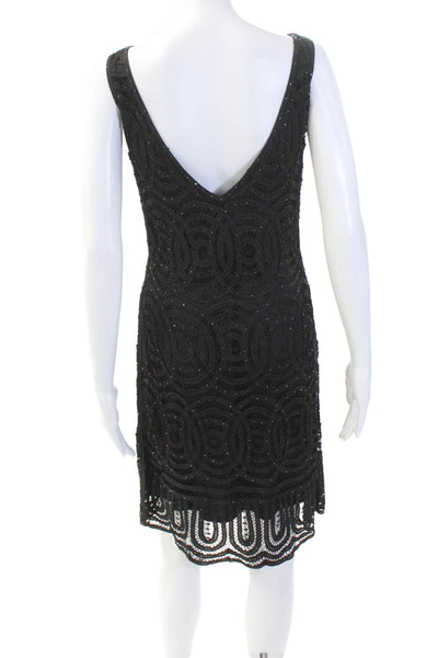 Basix II Womens Embroidered Sequined Sleeveless Pencil Midi Dress Black Size M
