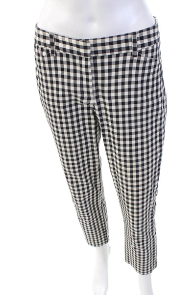 Theory Womens Checkered Print Straight Leg Tailored Trouser Pants Black Size 4