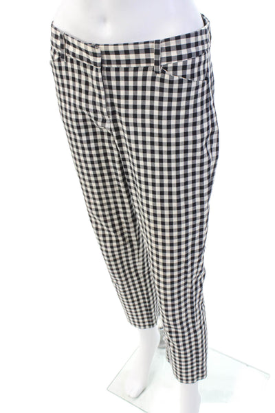 Theory Womens Checkered Print Straight Leg Tailored Trouser Pants Black Size 4