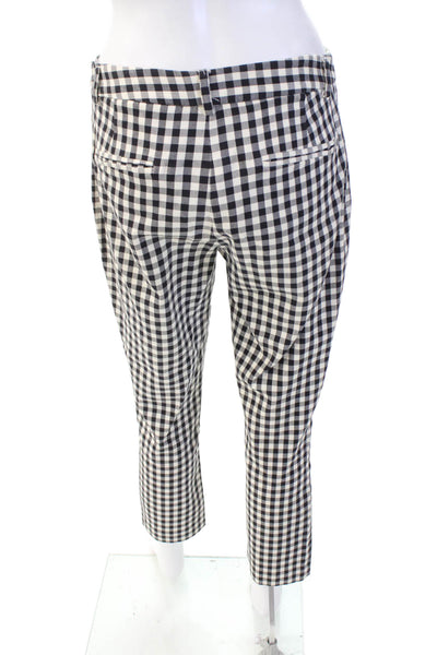 Theory Womens Checkered Print Straight Leg Tailored Trouser Pants Black Size 4