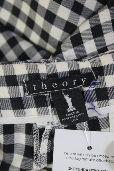 Theory Womens Checkered Print Straight Leg Tailored Trouser Pants Black Size 4