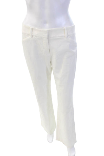 Theory Womens Cotton Tailored Wide Leg Zip Fly Trouser Pants White Size 28