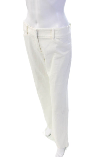 Theory Womens Cotton Tailored Wide Leg Zip Fly Trouser Pants White Size 28