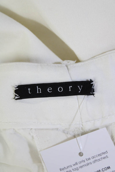 Theory Womens Cotton Tailored Wide Leg Zip Fly Trouser Pants White Size 28