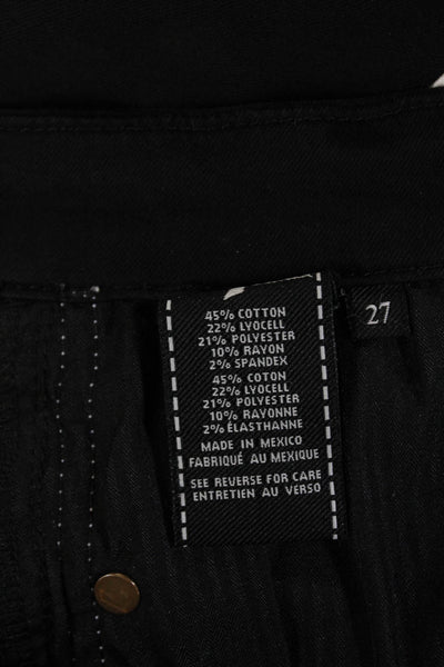 7 For All Mankind Womens Cotton Striped The Ankle Skinny Jegging Black Size 27