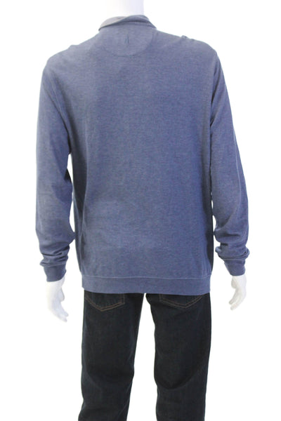Johnnie-o Mens Cotton Long Sleeve Quarter Zip Pullover Sweatshirt Blue Size L