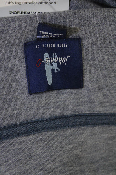Johnnie-o Mens Cotton Long Sleeve Quarter Zip Pullover Sweatshirt Blue Size L
