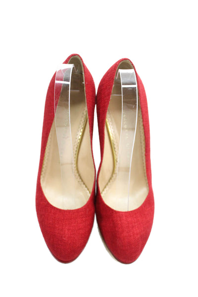 Charlotte Olympia Womens Carmen Espadrille Platform Wedge Heels Red Size 8.5