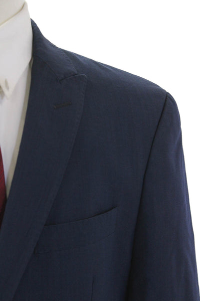 Tallia Mens Wool Collared Buttoned Long Sleeve Blazer Jacket Blue Size EUR 42R